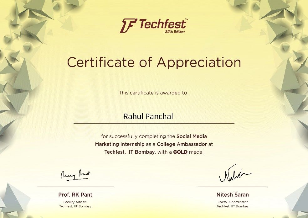 Techfest Gold Medal